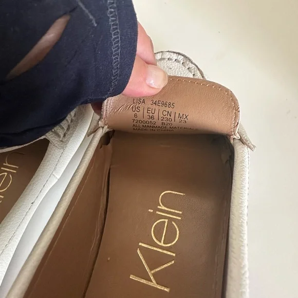 Calvin Klein White Loafers with Gold Accent - Picture 3 of 5